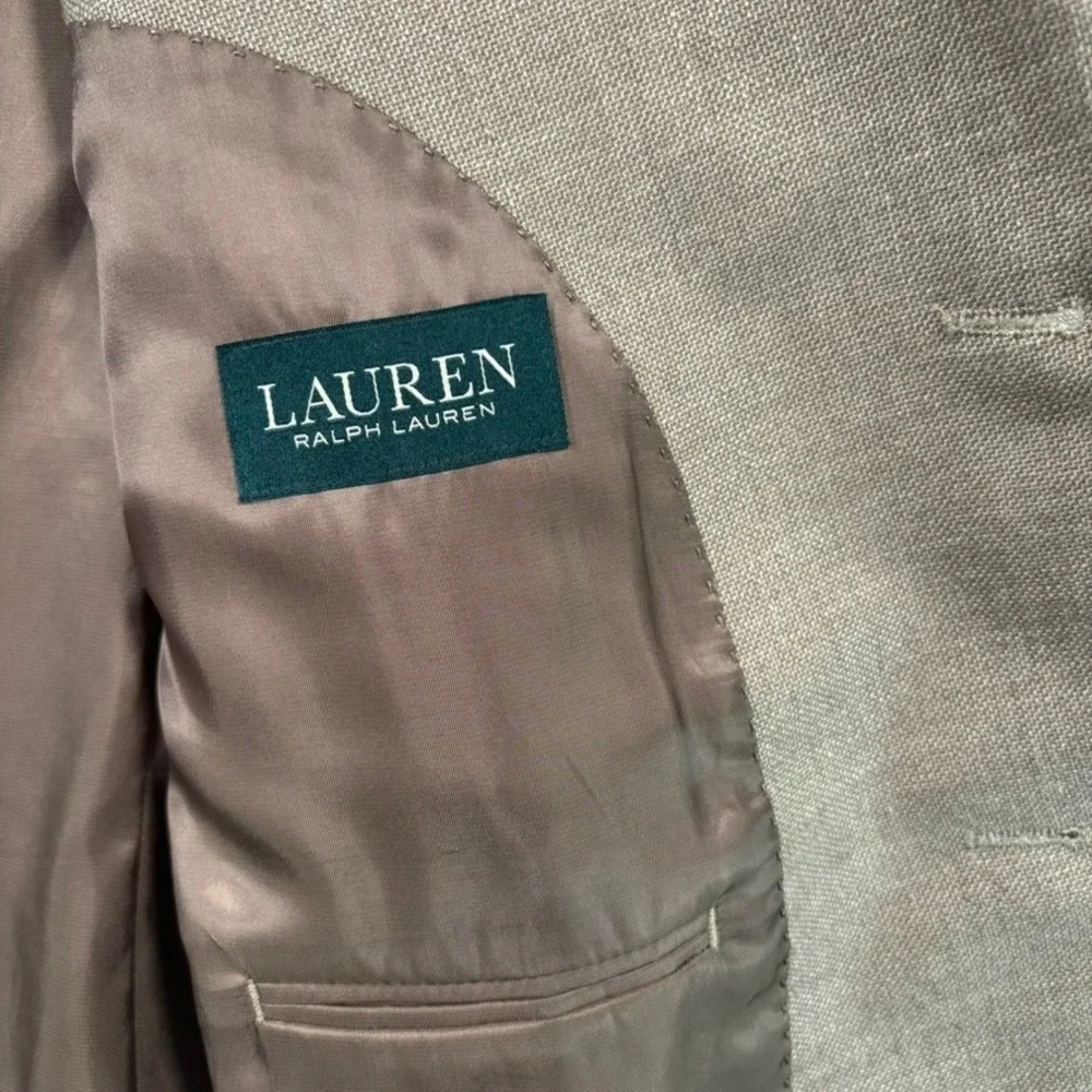 Lauren Ralph Lauren 46L Blazer Tan Linen Blend UltraFlex Sport Coat Jacket
